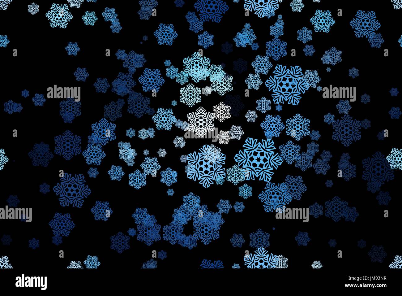 seamless pattern of snowflakes on a black background. Raster version Stock Vector