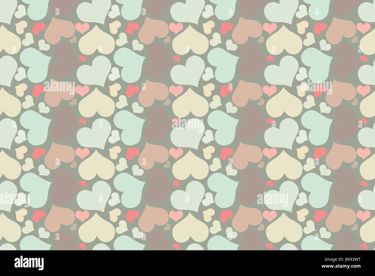 retro seamless pattern with colorful hearts. seamless pattern of hearts on a beige background Stock Vector