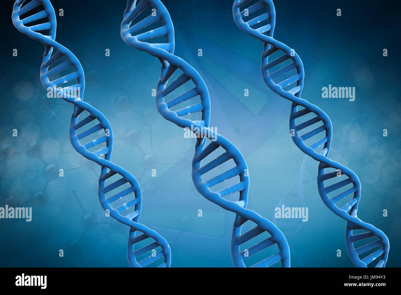 3d rendering blue dna structures on blue background Stock Photo - Alamy