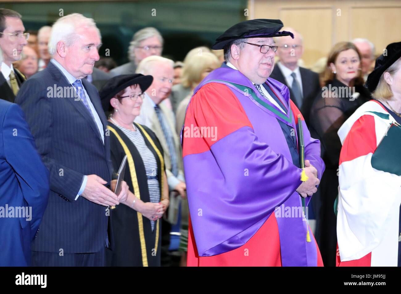 Former Taoiseach Brian Cowen receives an honorary degree from the National University of Ireland at Dublin Castle. Stock Photo