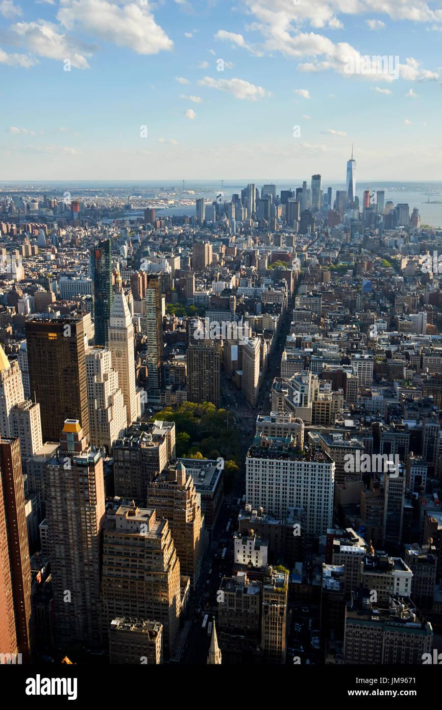 aerial view of midtown and lower manhattan from the empire state building New York City USA Stock Photo