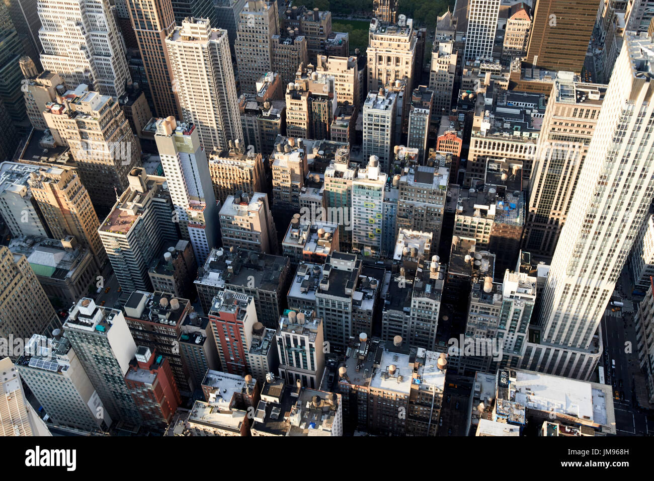 aerial view of buildings in lower midtown north central New York City USA Stock Photo