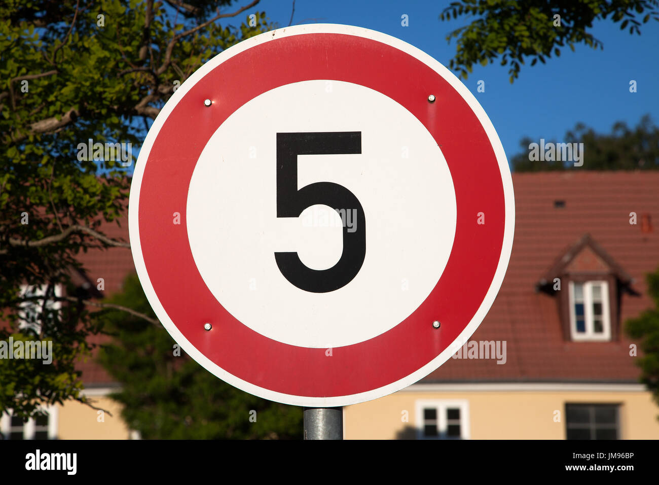 Speed limit sign five Stock Photo