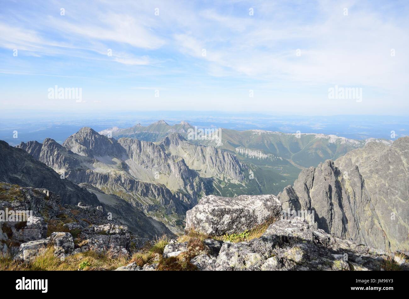 View of tatra mountains from Lomnicky stit peak Stock Photo