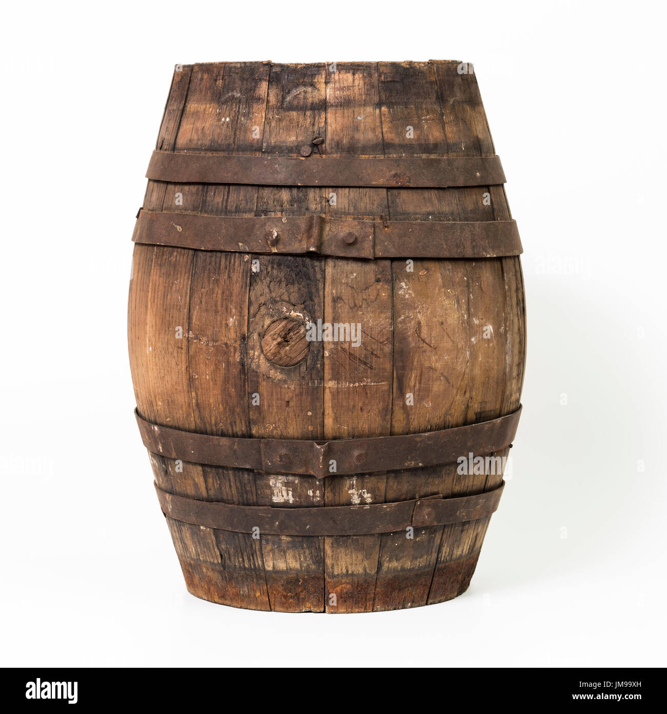 Old wood barrel on white background Stock Photo