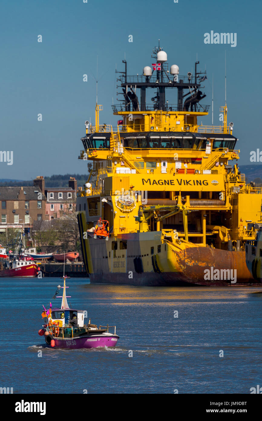 VIKING shipping line vessels. Oil support ships  Montrose Harbour Scotland UK Stock Photo