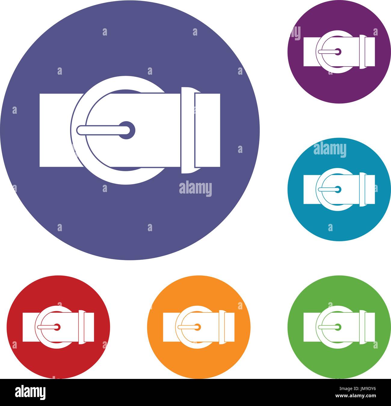 Circle belt buckle icons set Stock Vector
