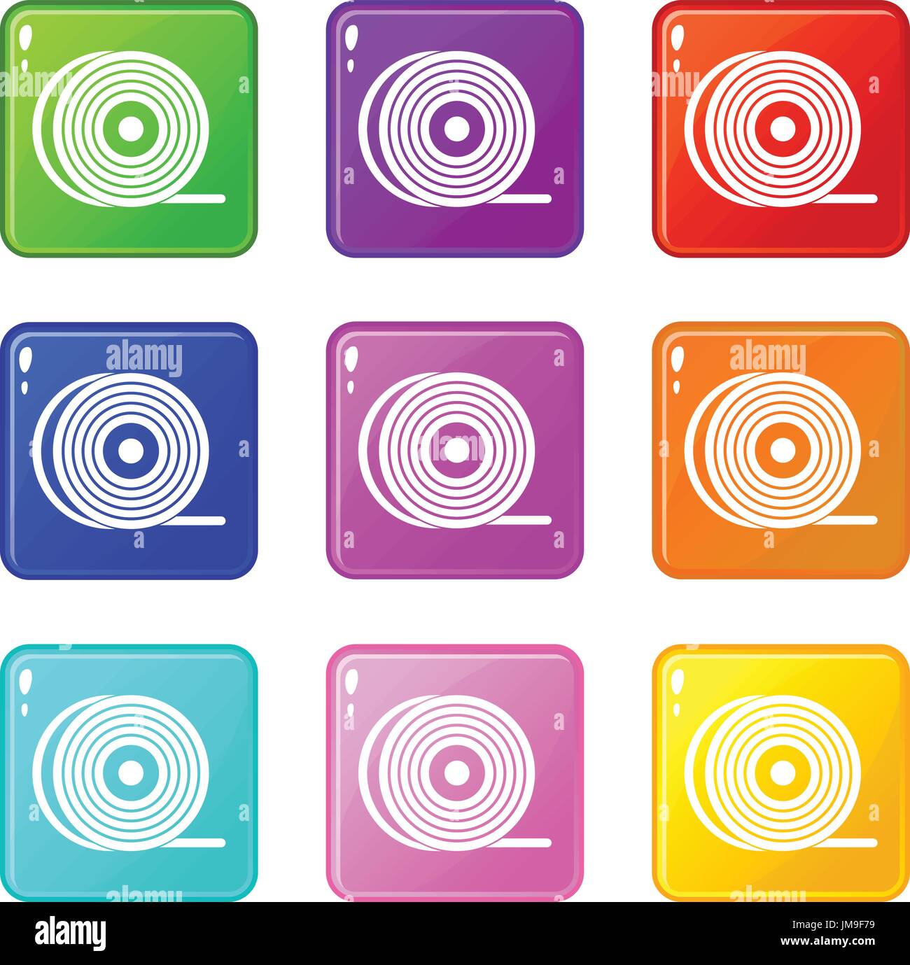 Abs or pla filament coil set 9 Stock Vector
