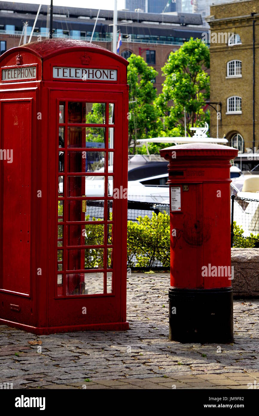 Red Phone and Post Box, United Kingdom Stock Photo