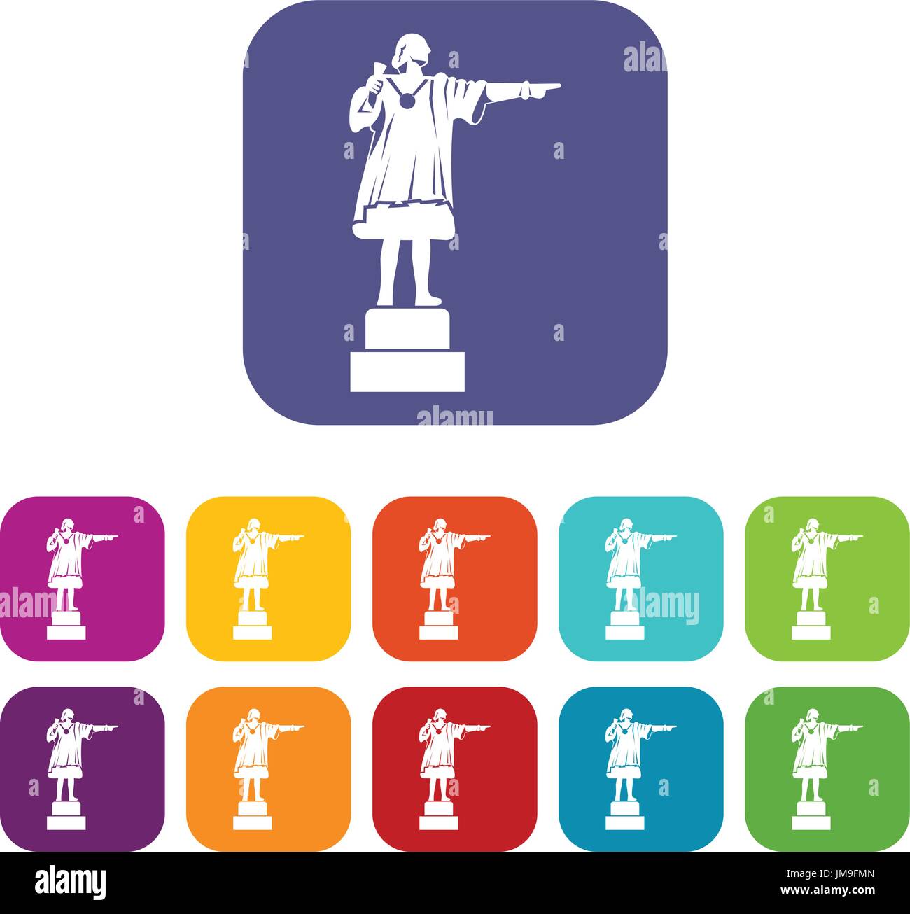 Columbus monument icons set Stock Vector