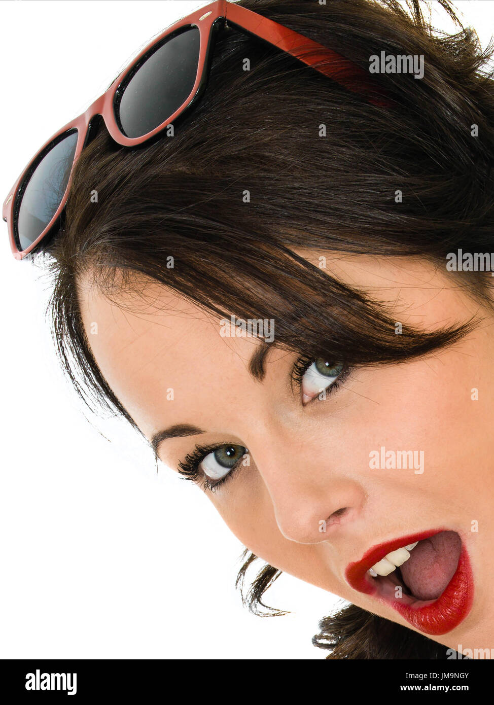 Portrait of a Healthy Young Woman Against A White Background Stock ...