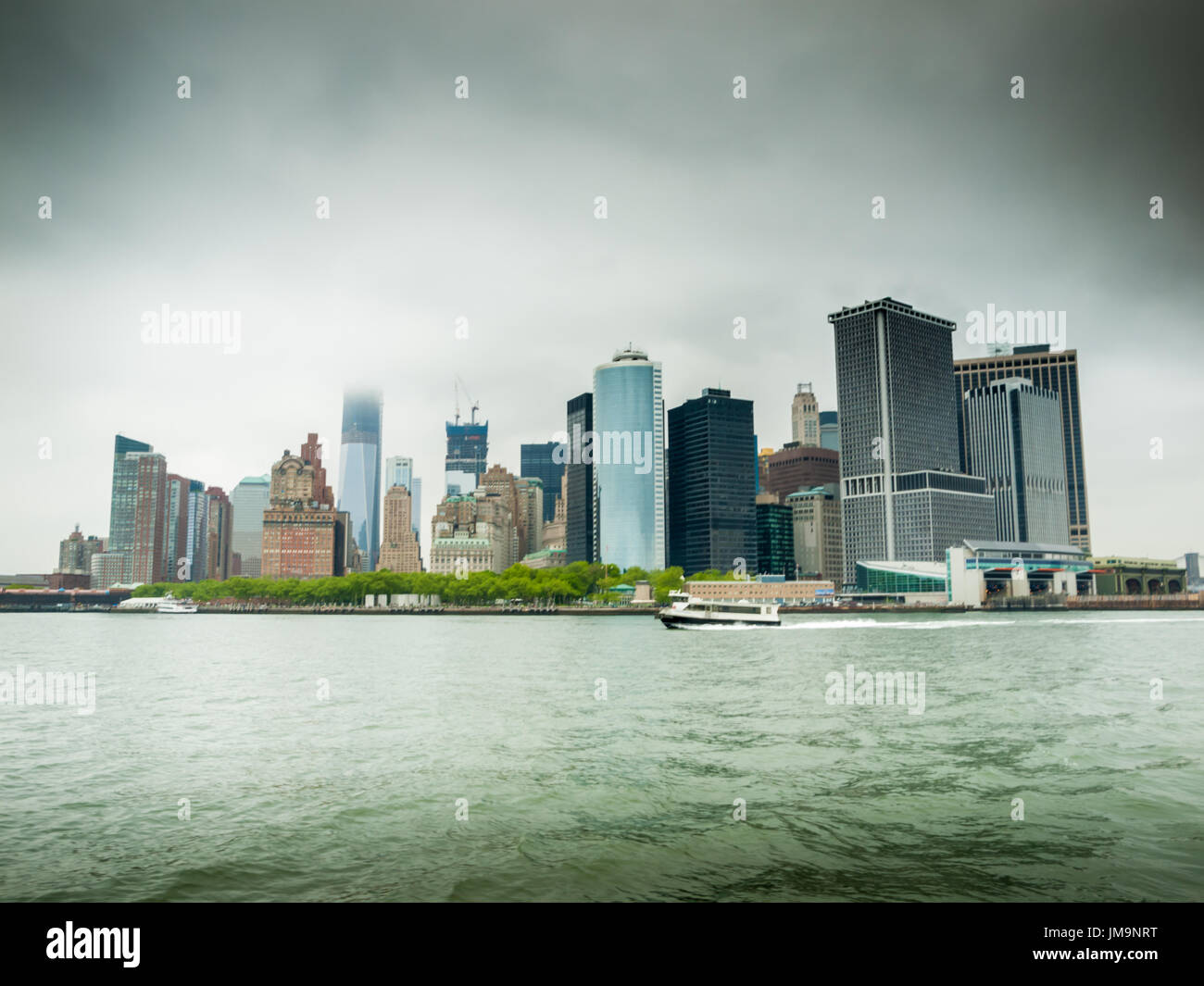 Staten Island Ferry view of New York, Manhattan Stock Photo
