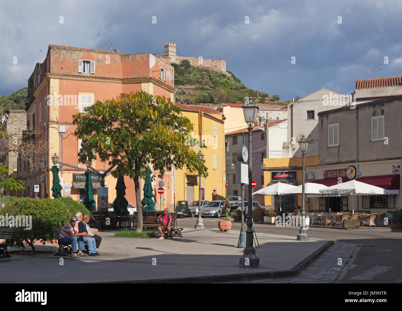 a small square in the old town of Bosa, Sardinia, Italy Stock Photo