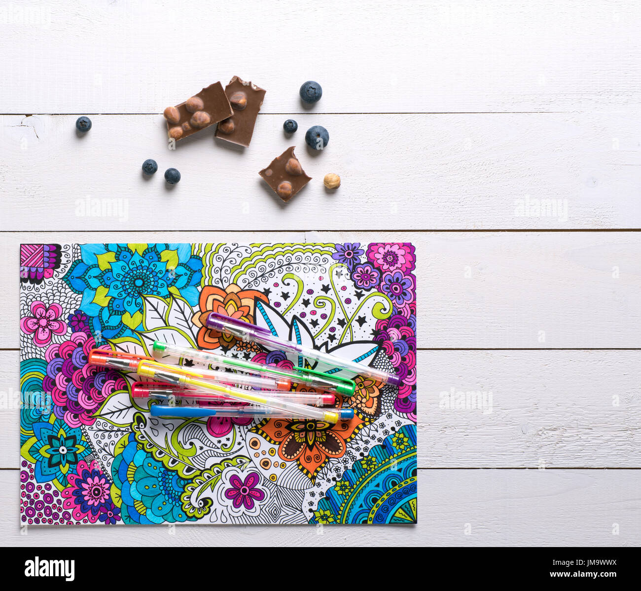 Adult colouring book and pencils hi-res stock photography and images - Alamy