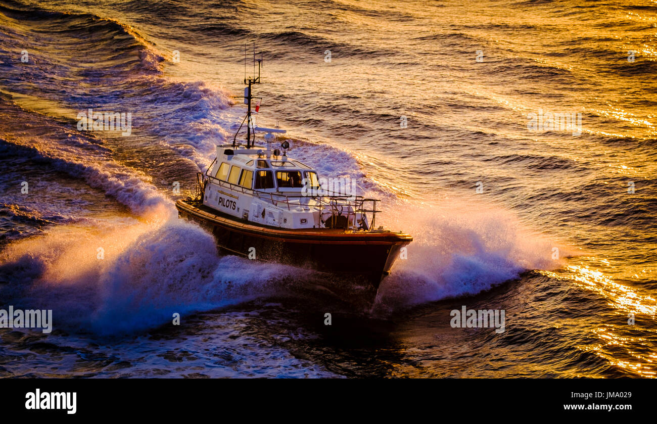 The Pilot Cutter 'Humber Venus' in the Humber estuary in evening light. Stock Photo