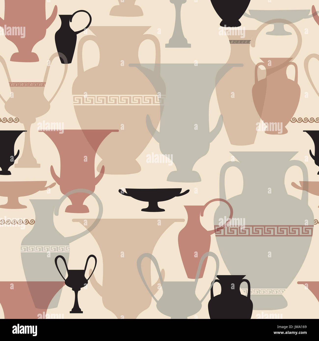 Greek vase seamless pattern Interiors background. Greece culture ceramic texture. Stock Photo