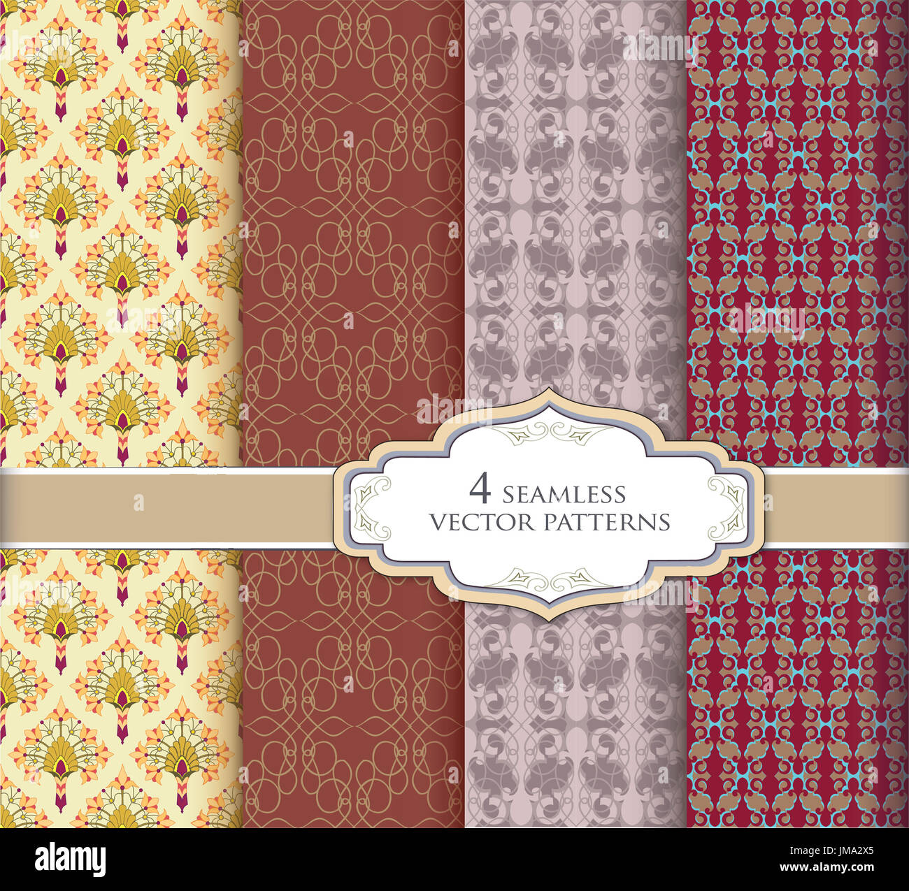 Seamless pattern set in vintage style. Abstract vector texture. Geometric backgrounds Stock Photo