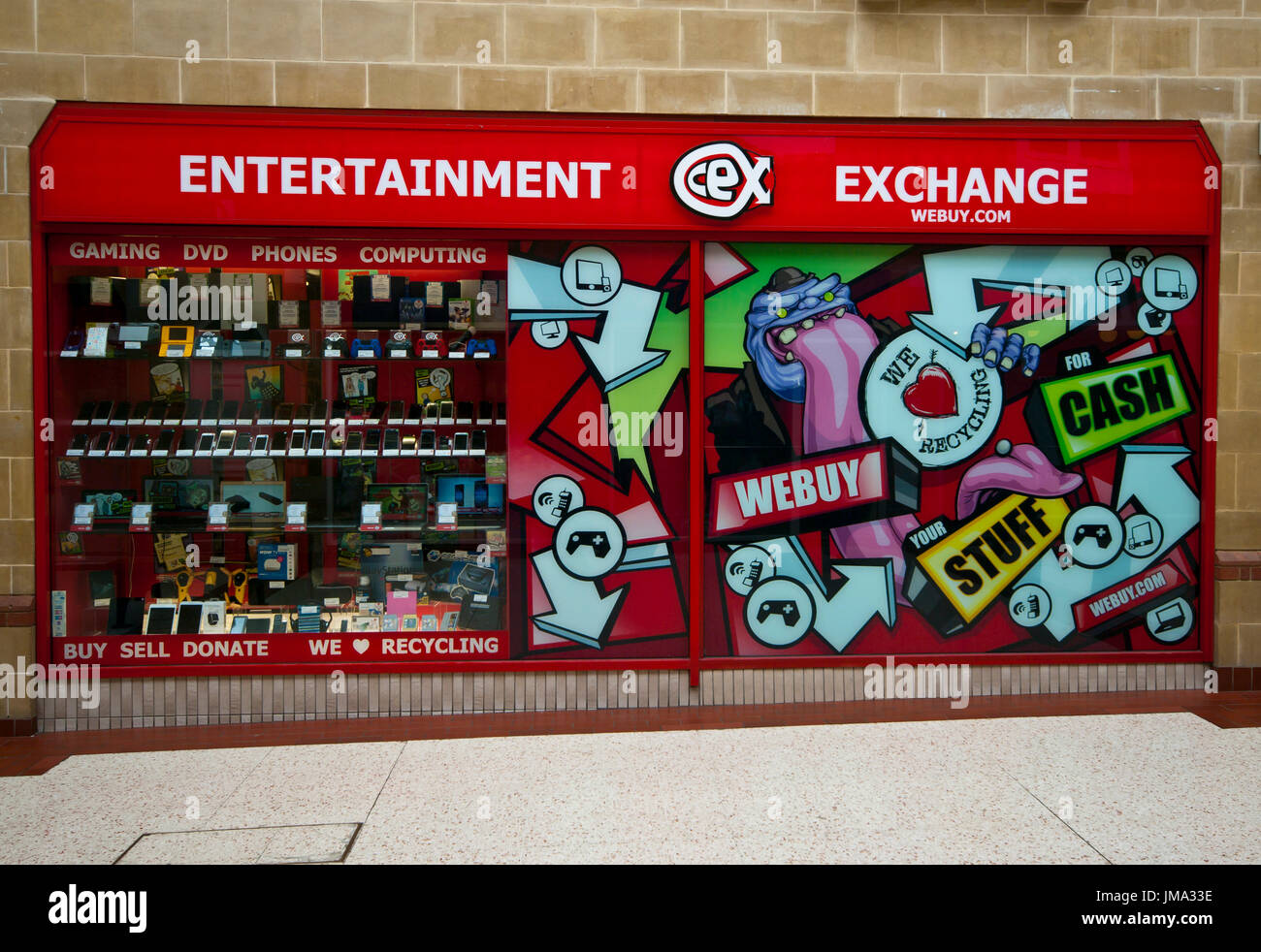 Front Exterior Outside Window Of An Entertainment Exchange Shop Store