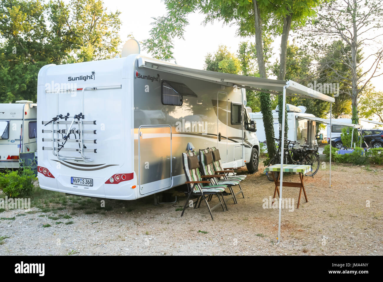 NJIVICE, CROATIA - JUNE 24, 2017 : A camping trailer in a camp on island  Krk in Njivice, Croatia Stock Photo - Alamy