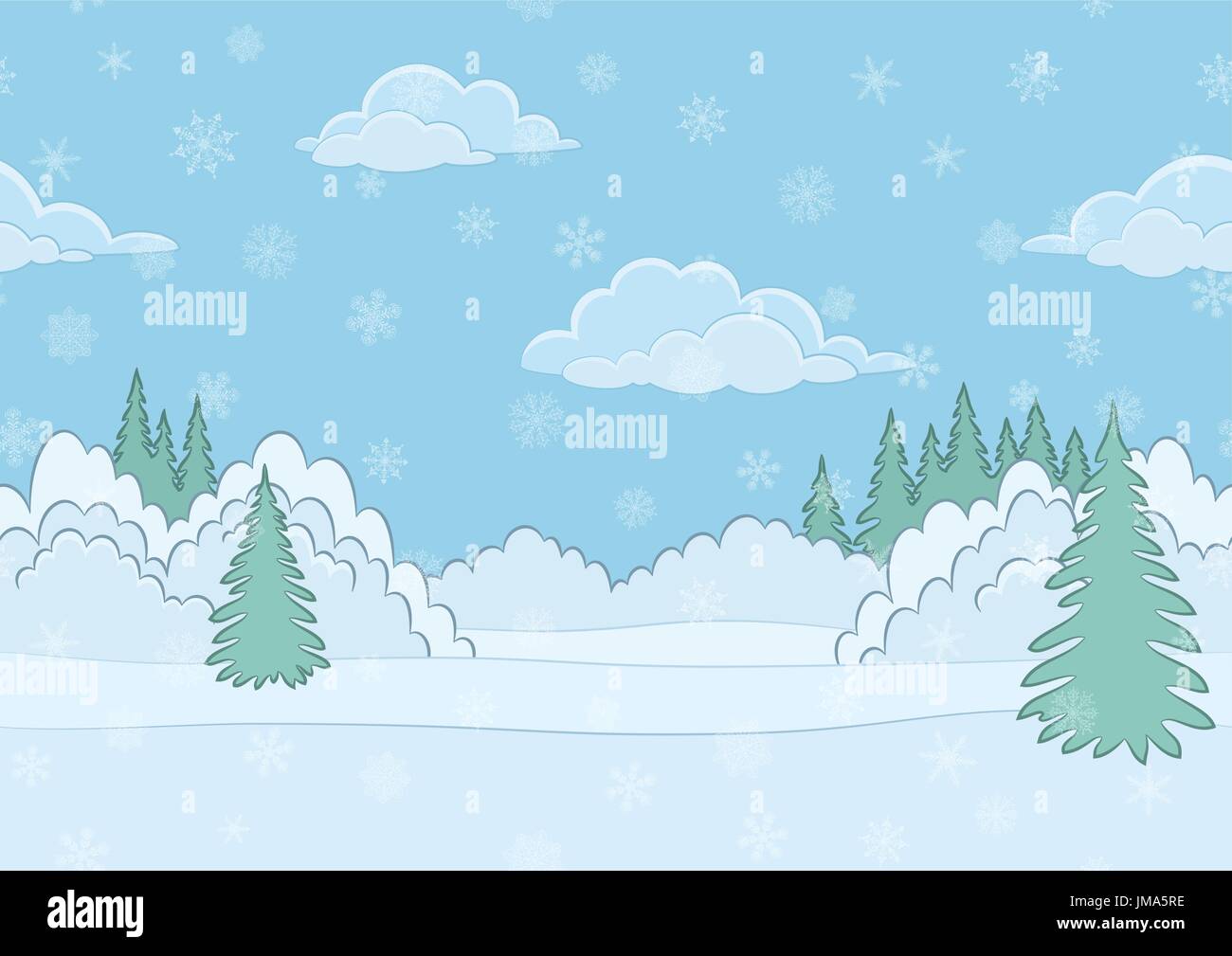 Landscape, Winter Forest, Seamless Stock Vector