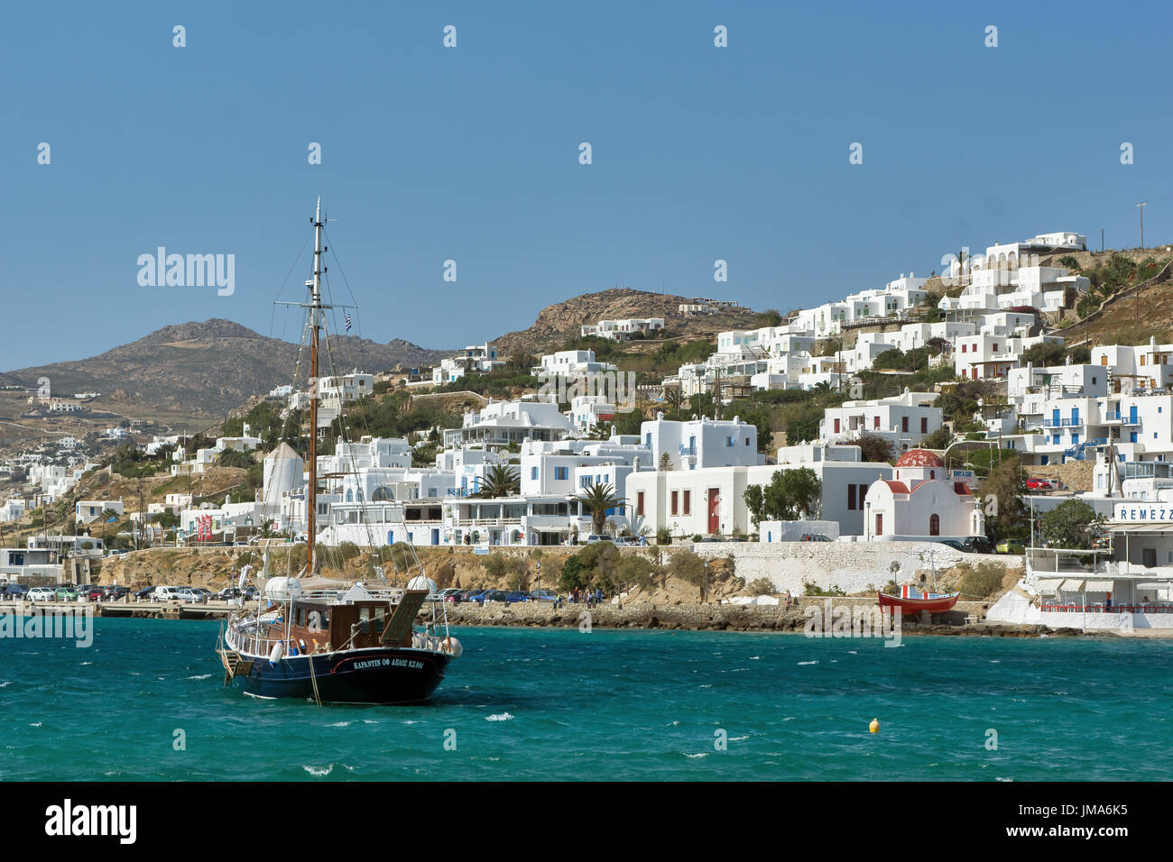 Port of Mikonos Town, island of Mykonos, Cyclades Islands, Greece Stock Photo
