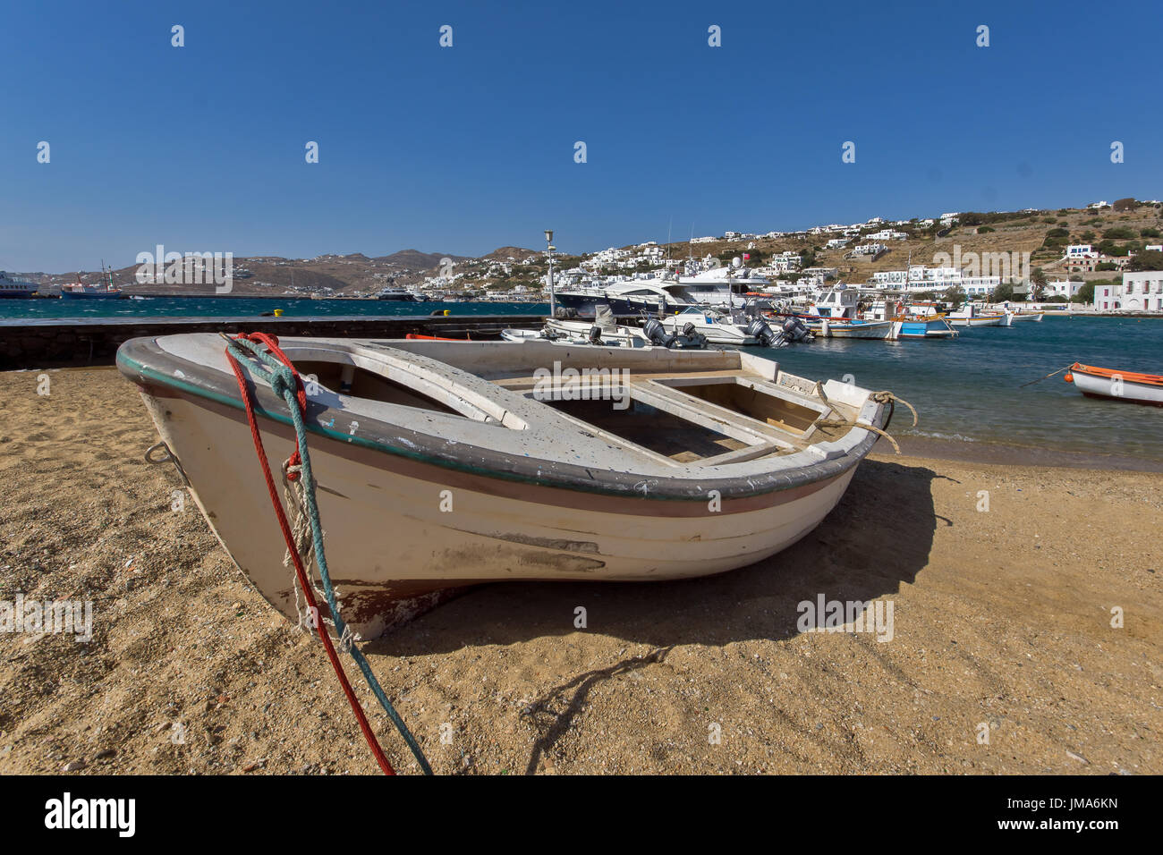 Port of Mikonos Town, island of Mykonos, Cyclades Islands, Greece Stock Photo