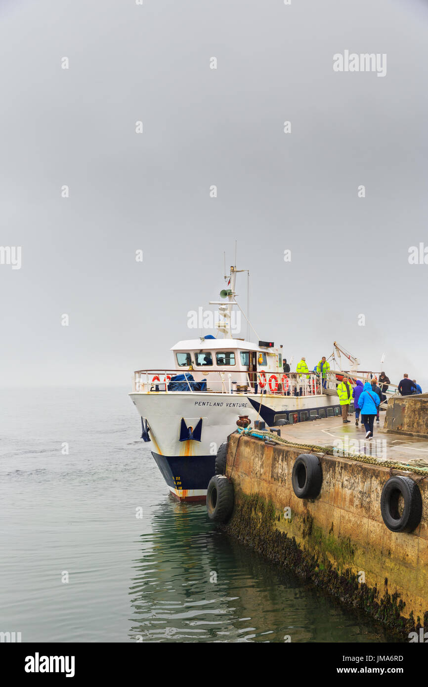 ferry 'MV Pentland Venture' at John O'Groats, destination Orkney Islands Stock Photo