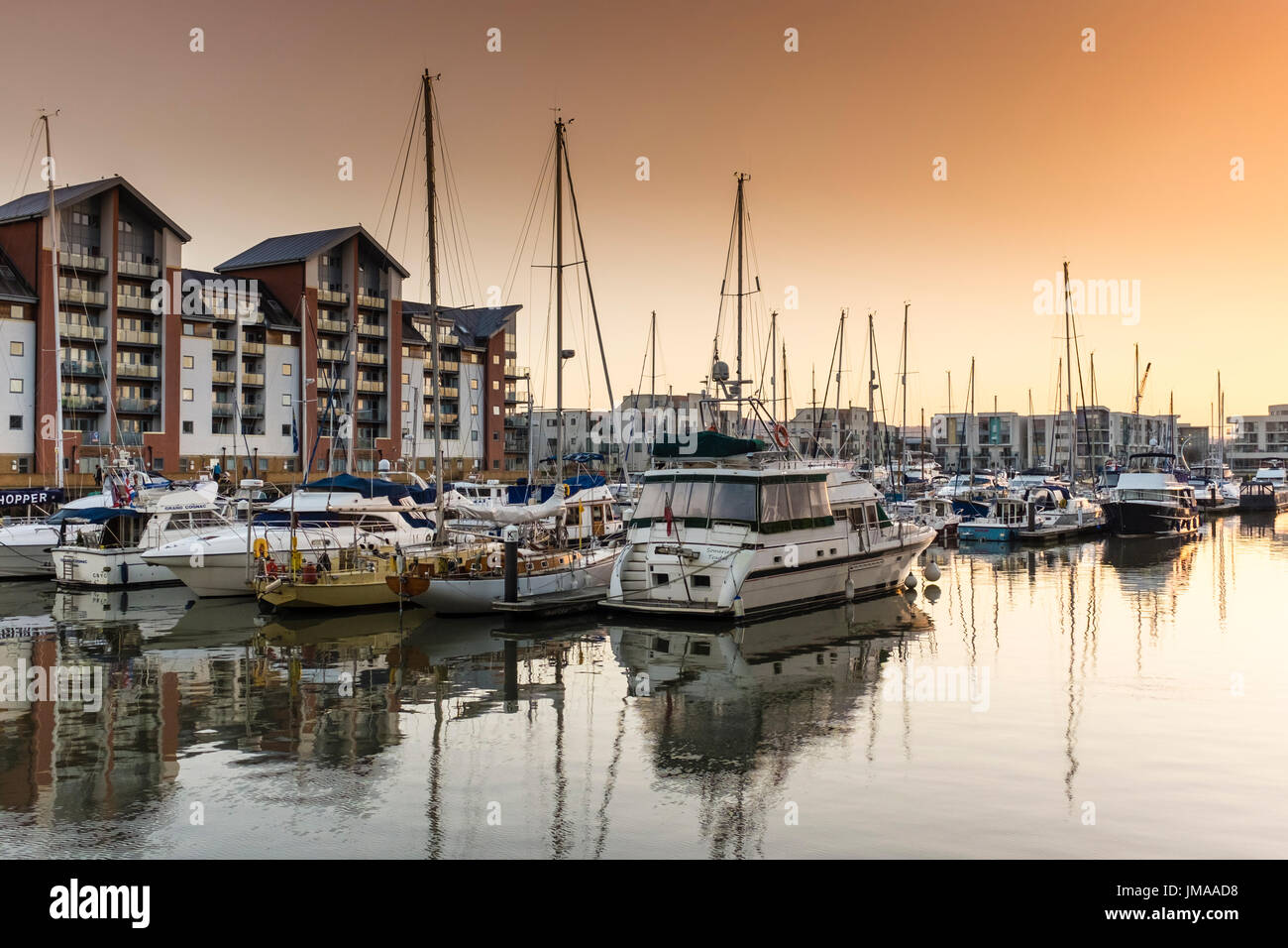 Regeneration of Portishead Marina with modern apartments and boats