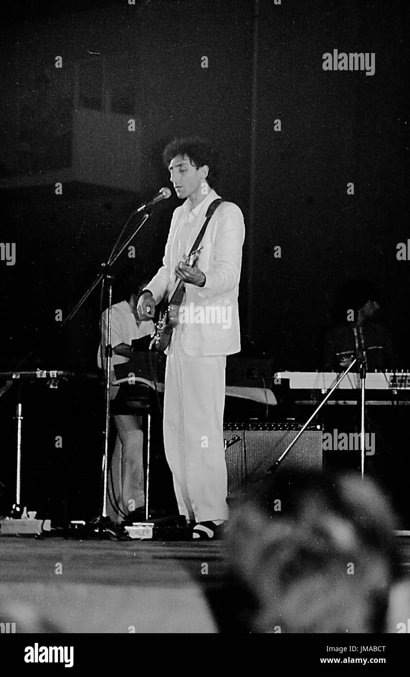 Franco Battiato in concert, Alessandria year 1981 Stock Photo