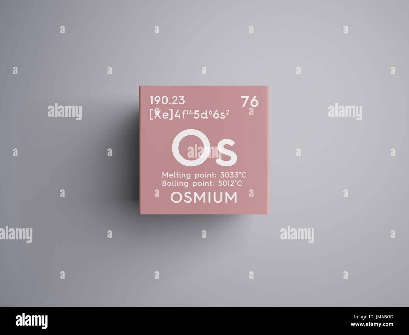 Osmium. Transition metals. Chemical Element of Mendeleev's Periodic Table. Osmium in square cube