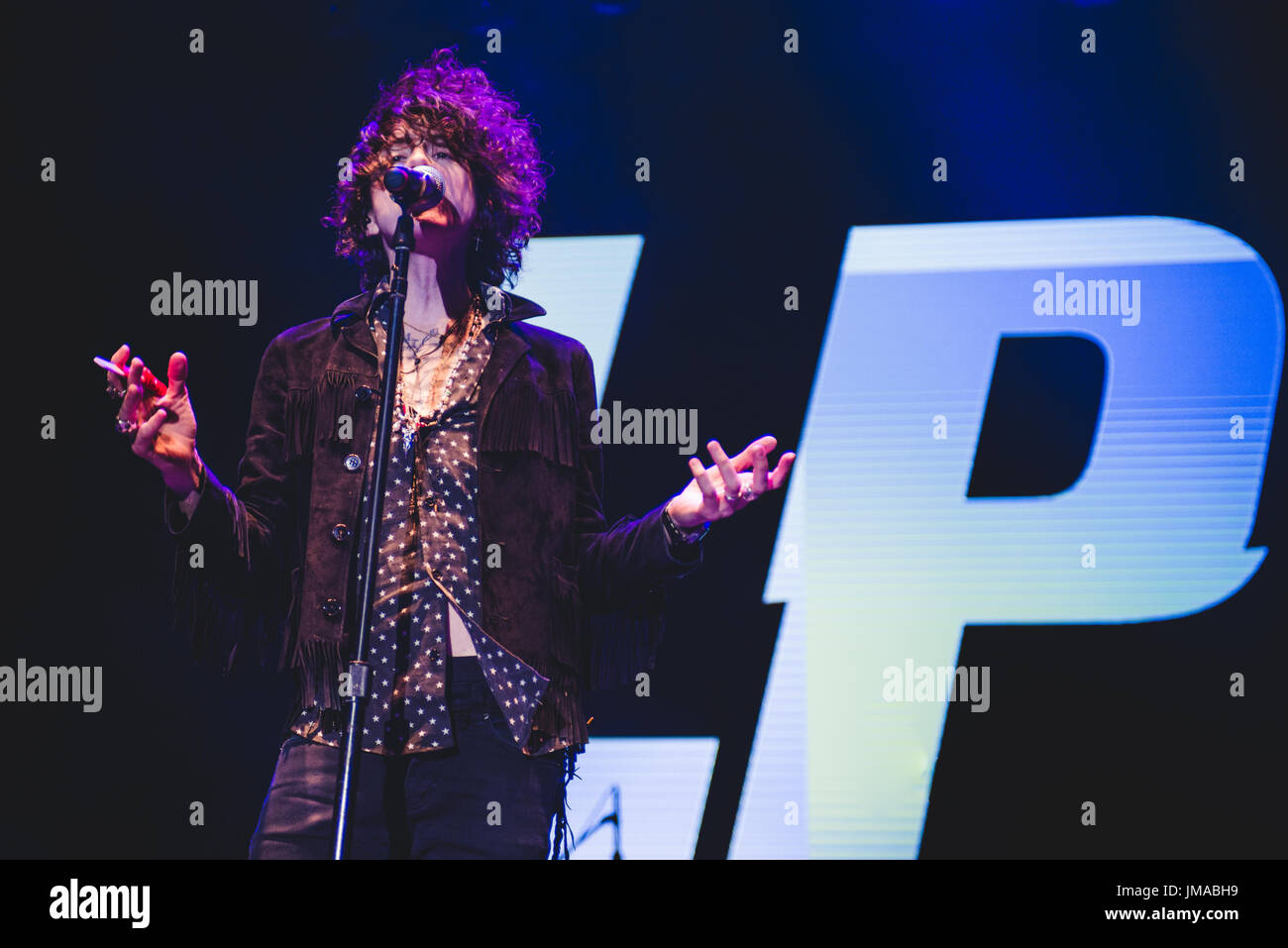 Grugliasco, Italy. 25th July, 2017. The American singer and songwriter LP performing live on stage at the Gruvillage Festival 2017 in Grugliasco, near Torino. Credit: Alessandro Bosio/Pacific Press/Alamy Live News Stock Photo