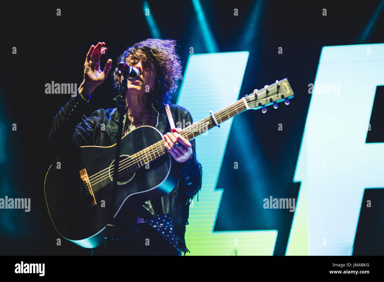 Grugliasco, Italy. 25th July, 2017. The American singer and songwriter LP performing live on stage at the Gruvillage Festival 2017 in Grugliasco, near Torino. Credit: Alessandro Bosio/Pacific Press/Alamy Live News Stock Photo