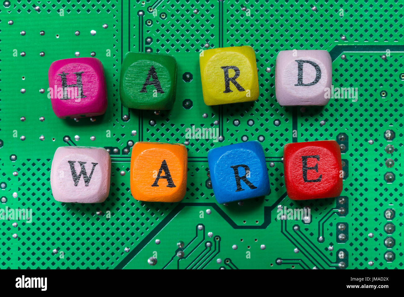 Hardware letter cube green circuit board Stock Photo Alamy