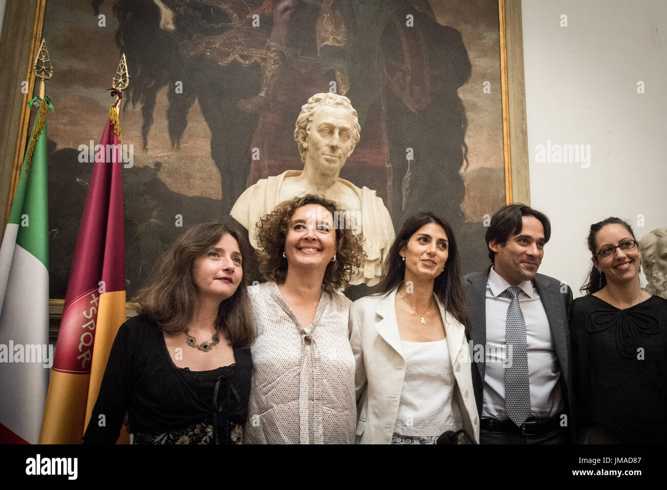 Rome, Italy. 26th July, 2017. The Mayor of Rome Virginia Raggi, Laura ...