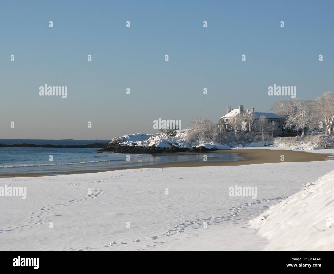 Winter day on Singing Beach, Manchester-by-the-Sea Stock Photo