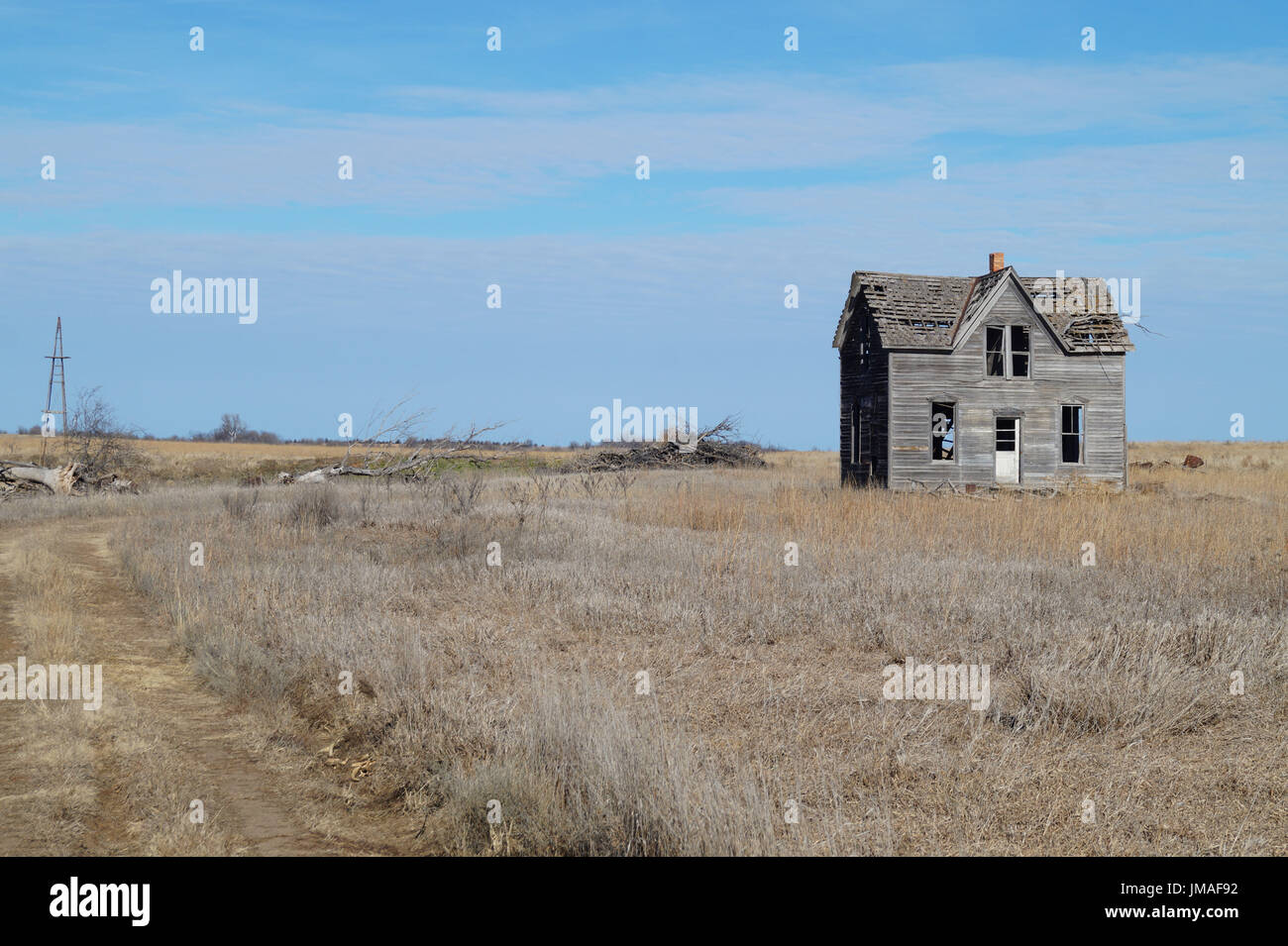 abandoned farm house Kansas USA Stock Photo