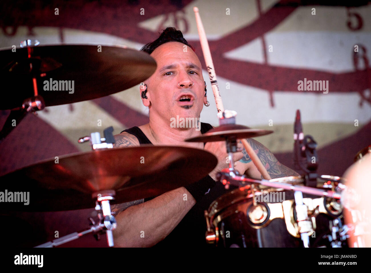 Toronto, Ontario, Canada. 25th July, 2017. American heavy metal band 'Stone Sour' opened a show for 'Korn' at Budweiser Stage in Toronto. Band members: COREY TAYLOR, JOSH RAND, ROY MAYORGA, JOHNY CHOW, CHRISTIAN MARTUCCI Credit: Igor Vidyashev/ZUMA Wire/Alamy Live News Stock Photo