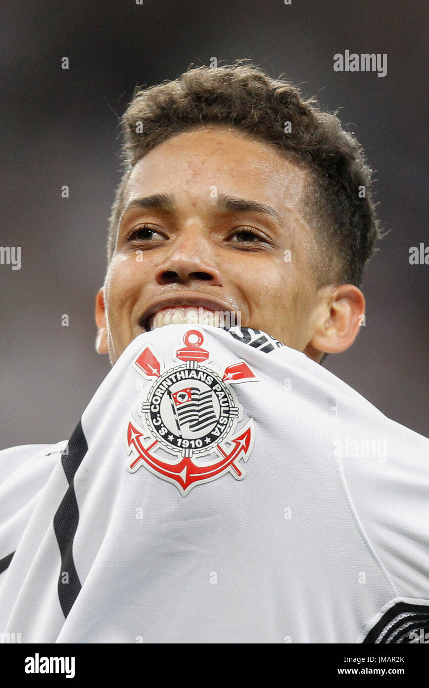 Corinthians Pedrinho Celebrates After Scoring Against Patriotas During The Second Leg Soccer Match For The Second Round Of The Sudamericana Cup Played Between Corinthians Club Of Brazil And Patriotas Fc Of Colombia