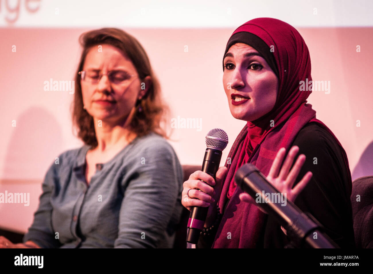 New York, USA. 26th July, 2017. Kim Phillips and Linda Sarsour. Led by