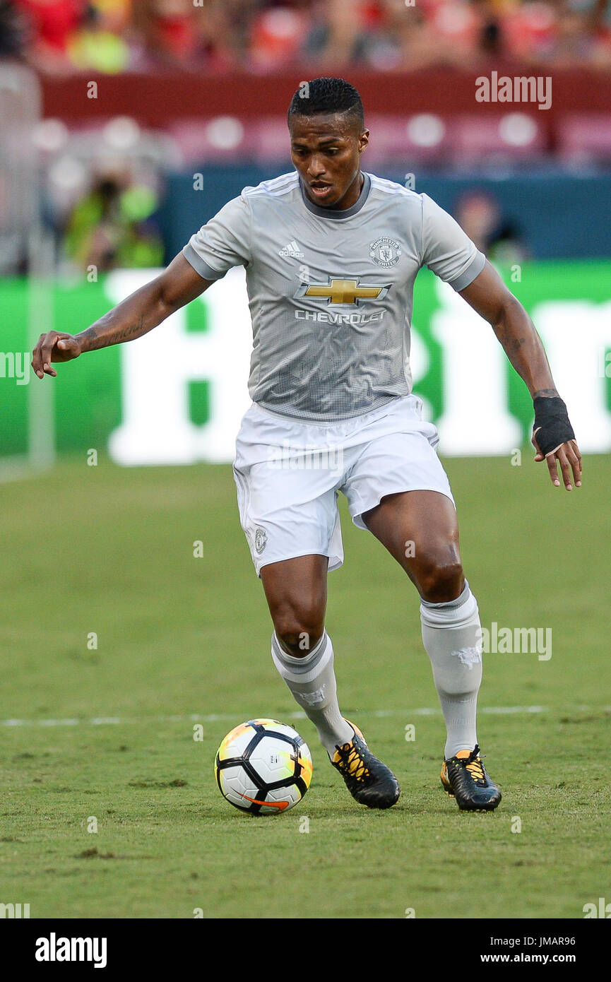 Landover, Maryland, USA. 26th July, 2017. Manchester United's ANTONIO VALENCIA (25) in action during the first half of the game held at FEDEXFIELD in Landover, Maryland. Credit: Amy Sanderson/ZUMA Wire/Alamy Live News Stock Photo