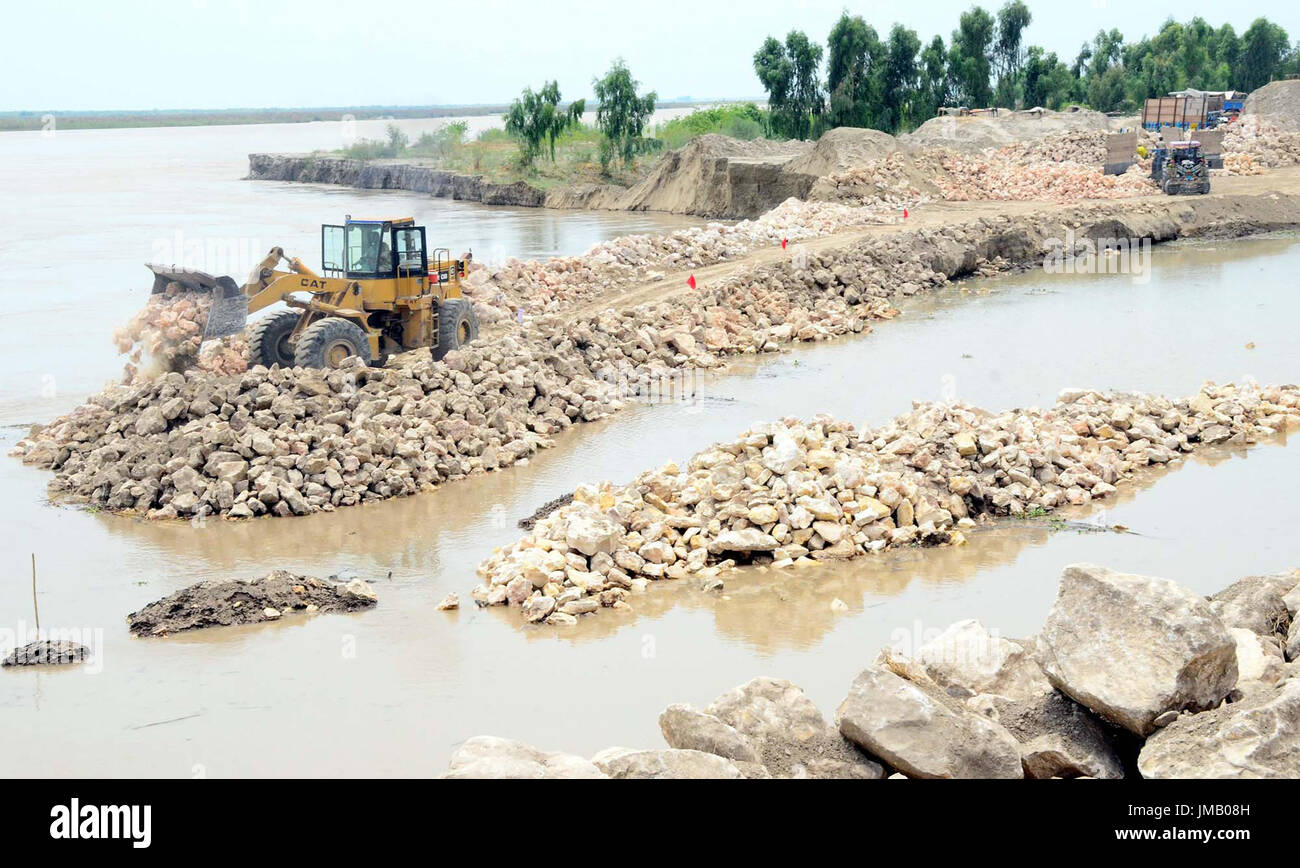 Moria Loop Bund is being strengthening by the bank of River Indus, in perception of arrival of