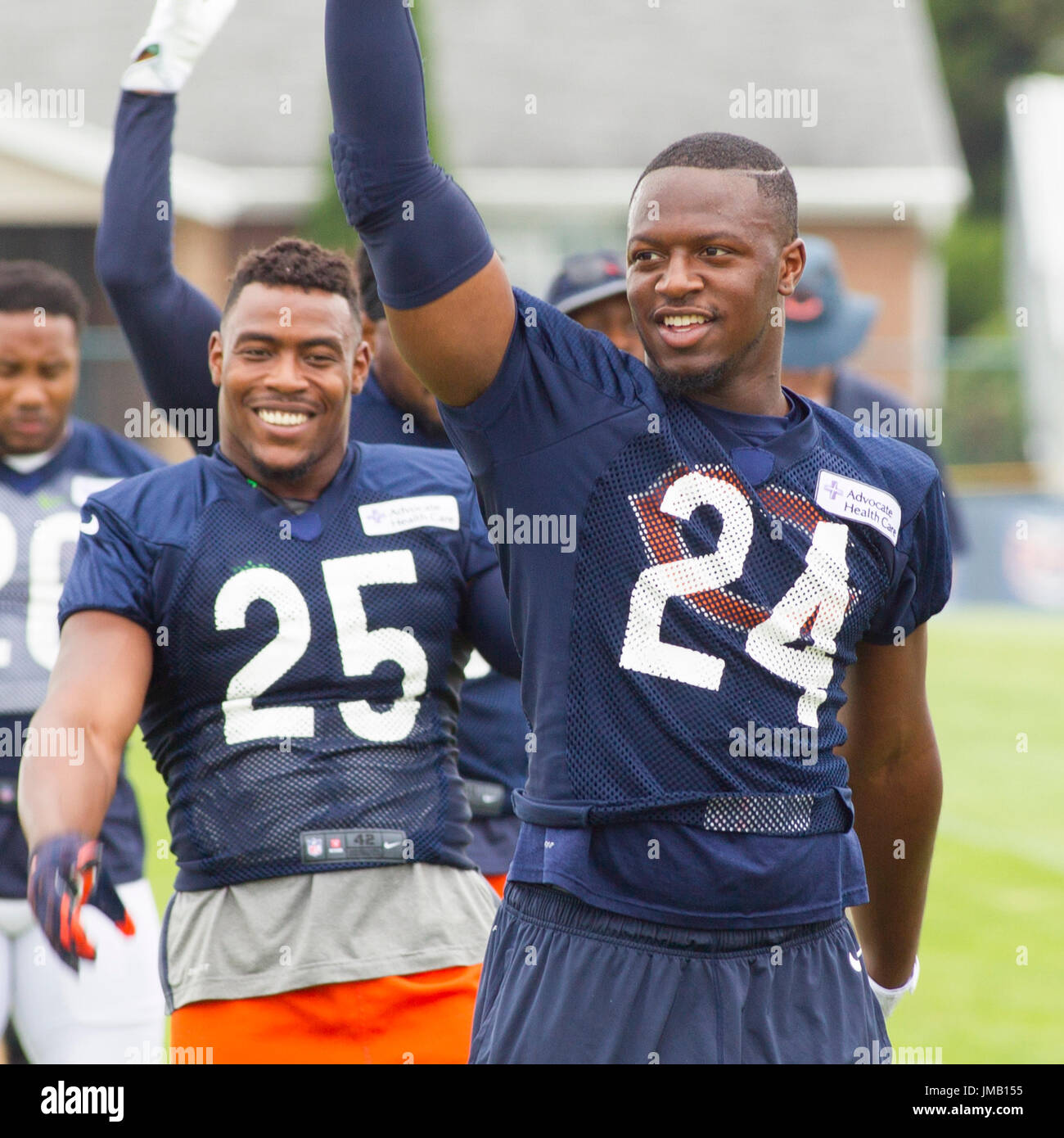 July 29, 2017: Bourbonnais, Illinois, U.S. - Chicago Bears #24 Jordan Howard  walks off of the field during training camp on the campus of Olivet  Nazarene University, Bourbonnais, IL Stock Photo - Alamy