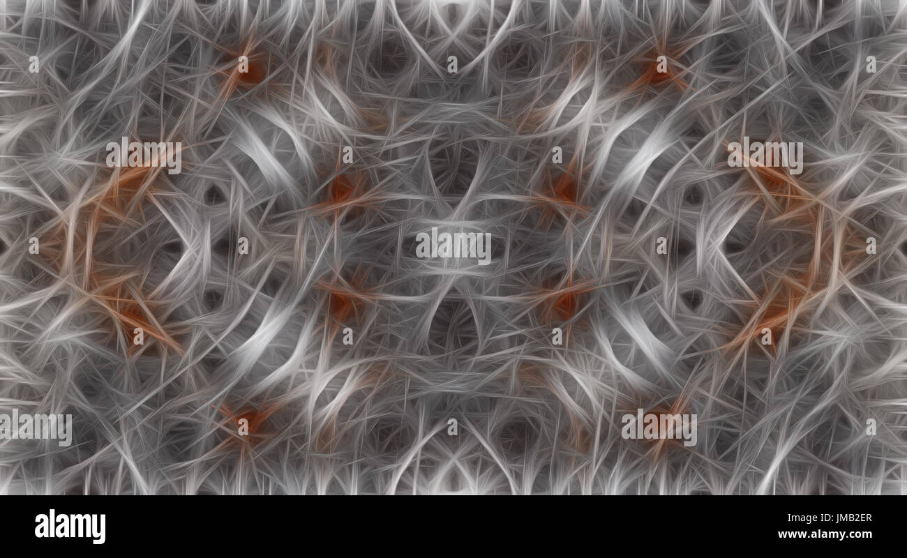 Abstract gray background with an orange pattern resembling a neural network Stock Photo