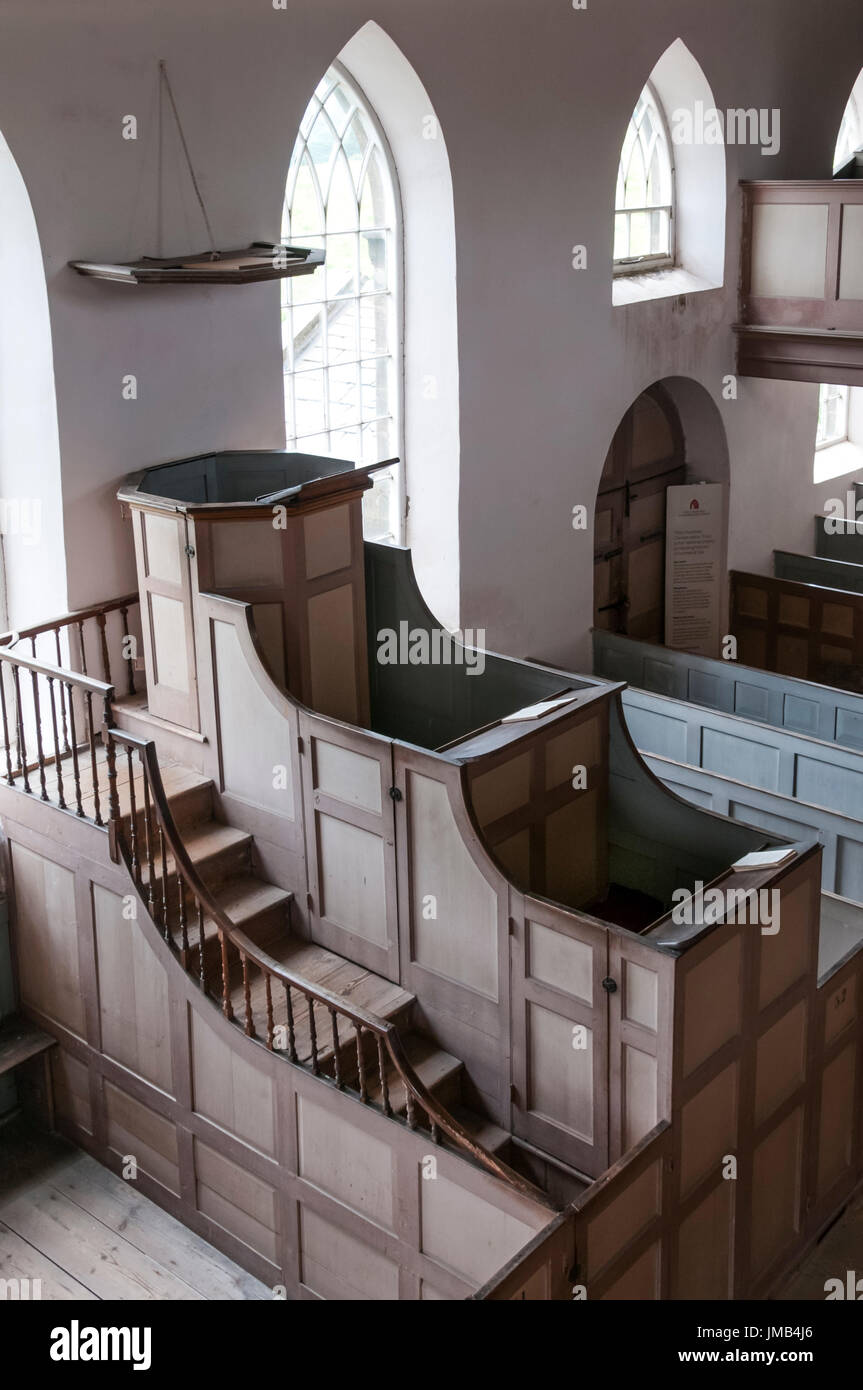 Triple Decker pulpit in Old St Stephen's church, Fylingdales, North Yorkshire Stock Photo