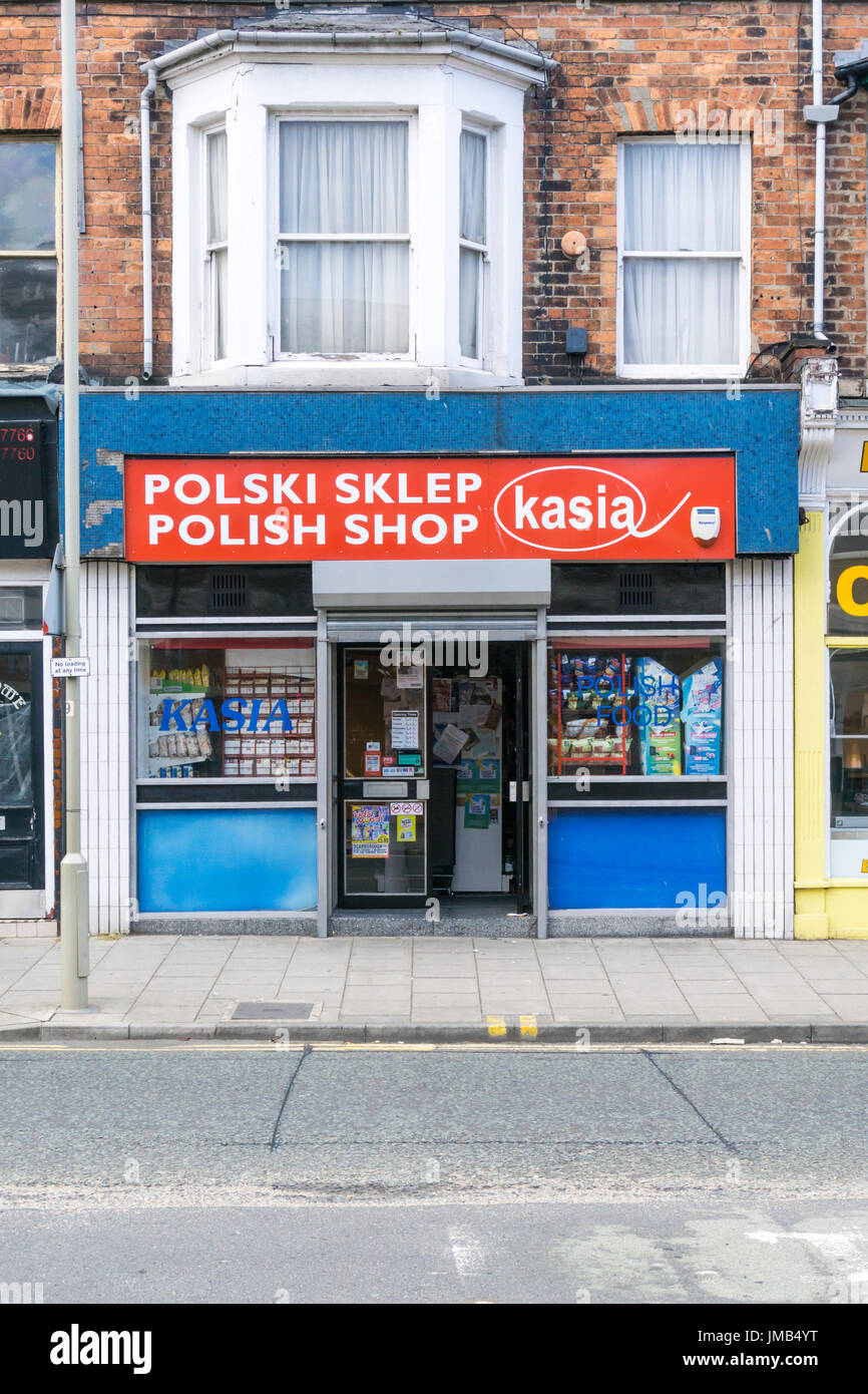 Polski Sklep or Polish Shop in Scarborough, North Yorkshire Stock Photo