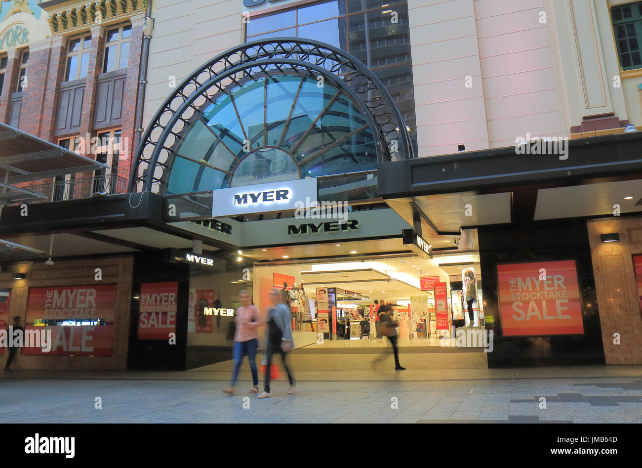 People visit Myer department store on Queen Street mall in downtown