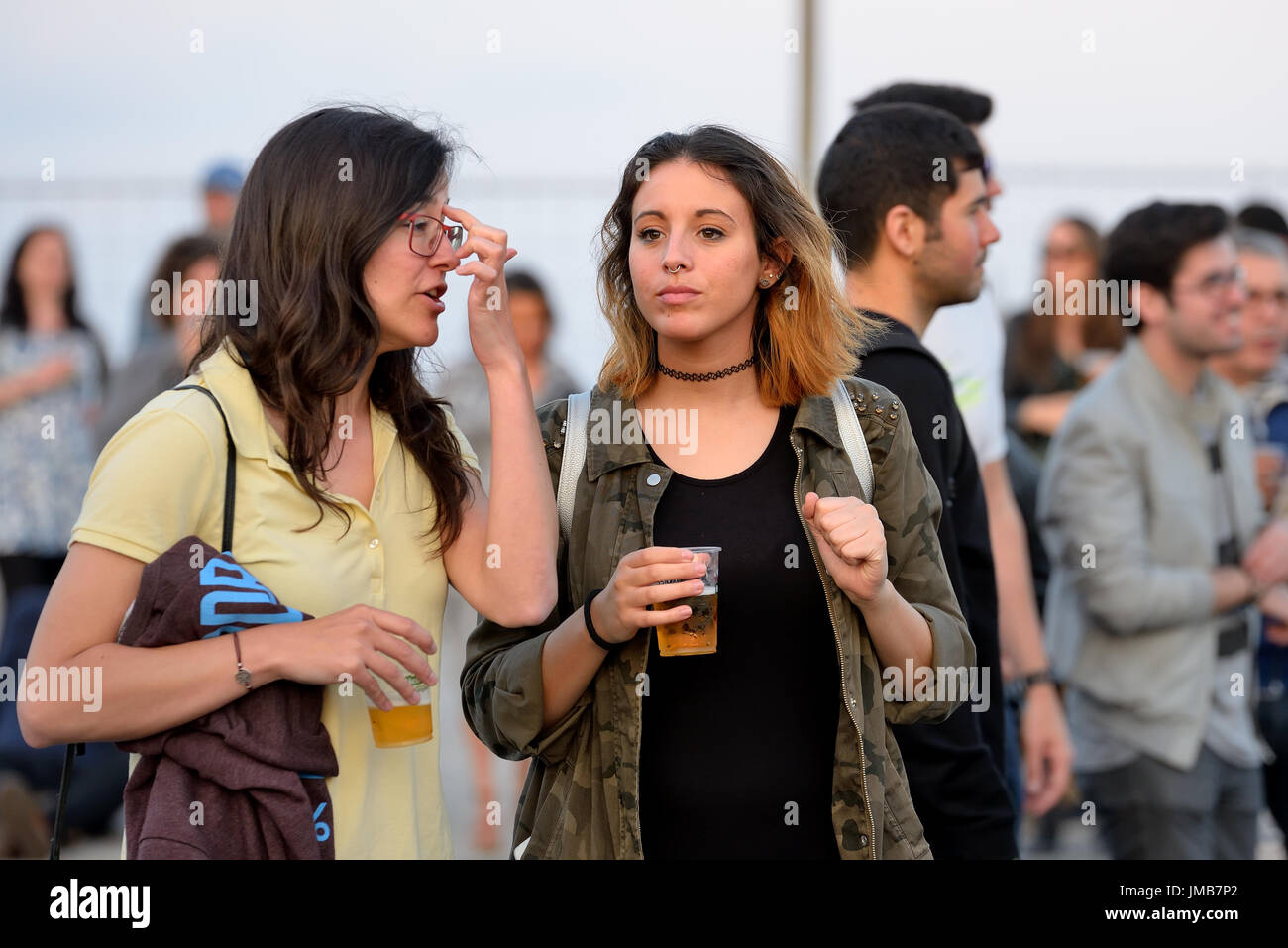 BARCELONA - JUN 1: People at Primavera Sound 2016 Festival on June 1, 2016 in Barcelona, Spain. Stock Photo