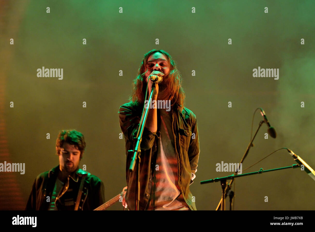 BARCELONA - JUN 2: Tame Impala (psychedelic band) perform in concert at Primavera Sound 2016 Festival on June 2, 2016 in Barcelona, Spain. Stock Photo