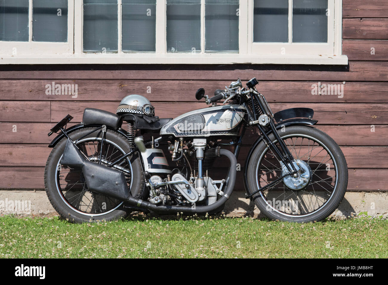 1935 Norton Model 30 Motorcycle at Brooklands, Weybridge, Surrey, England.  Classic British Motorcycle Stock Photo - Alamy