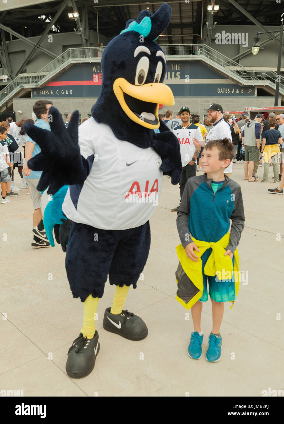 Harrison, NJ USA - July 25, 2017: Tottenham Hotspur mascot Chirpy Cockerel greets fans before International Champions Cup game between Tottenham Hotspur and AS Roma on Red Bulls Arena Roma won 3 - 2 Stock Photo